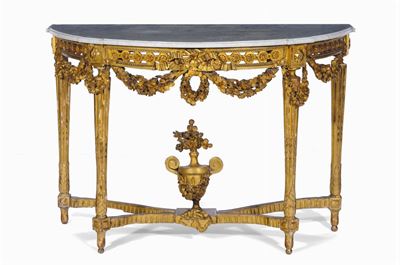 Console in Legno Intagliato e Dorato, Francia Fine XVIII Secolo