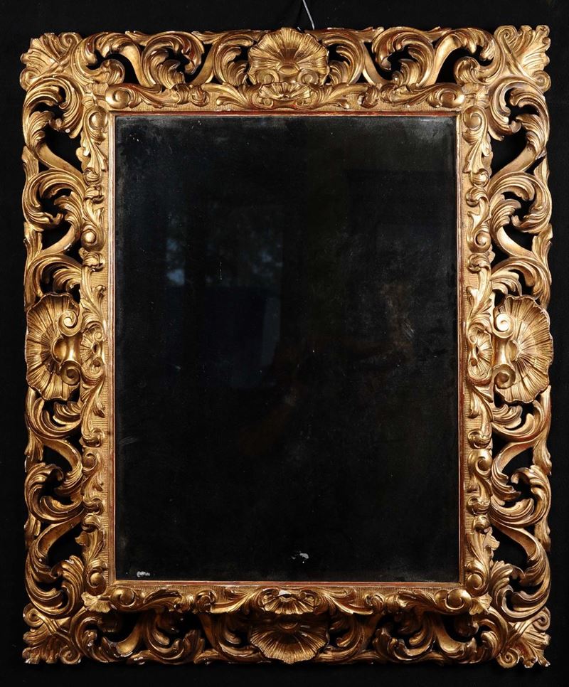 Specchiera in legno intagliato e dorato, XIX secolo  - Auction Antique and Old Masters - Cambi Casa d'Aste