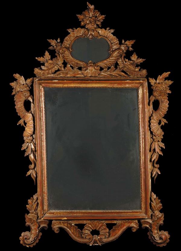 Specchiera in stile Luigi XVI in legno intagliato, XIX secolo