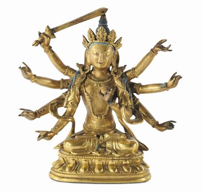 Manjushri in Bronzo Dorato, Tibet XVII Secolo
