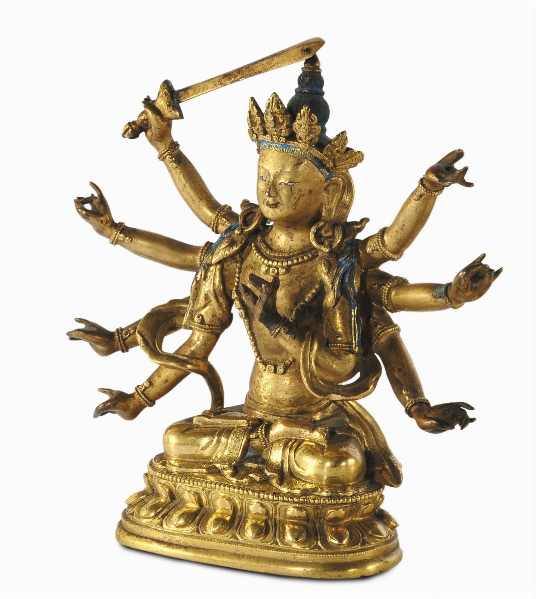 Manjushri in Bronzo Dorato, Tibet XVII Secolo