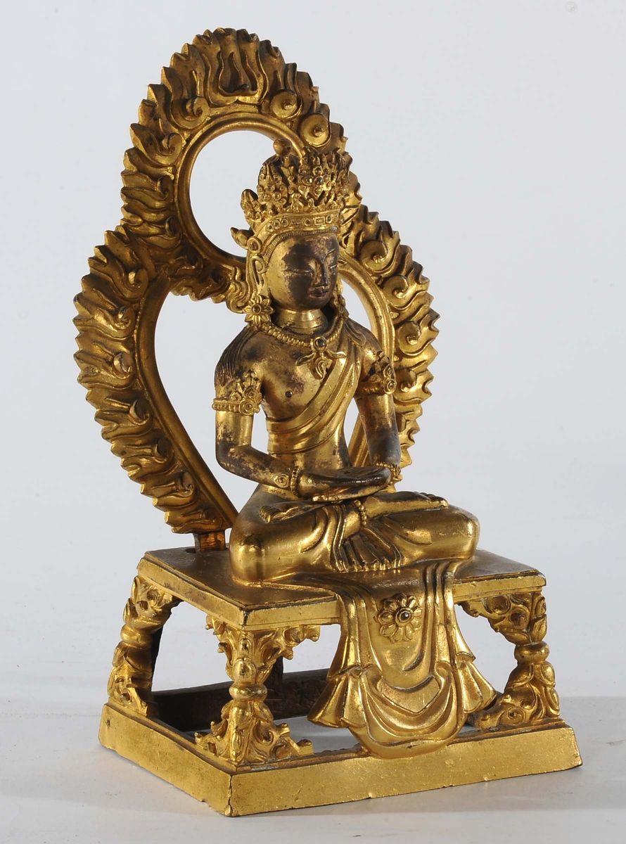 Amitayus in Bronzo Dorato, Cina, Dinastia Qing, Qienlong, XVIII Secolo