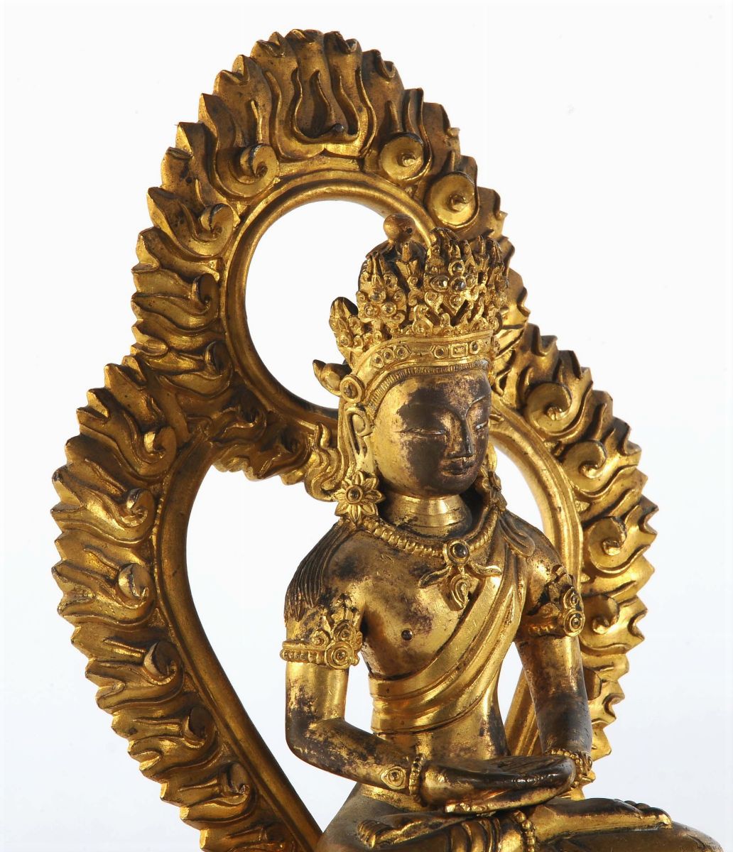 Amitayus in Bronzo Dorato, Cina, Dinastia Qing, Qienlong, XVIII Secolo