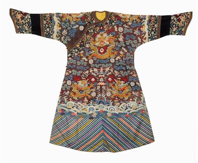 Veste in Seta con Decoro con Draghi su Fondo Marrone, Cina, Dinastia Qing, XIX Secolo