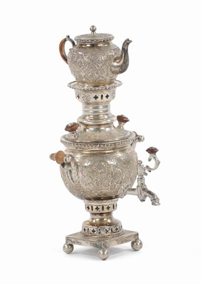 Modellino di Samovar in Argento, Punzoni Russia