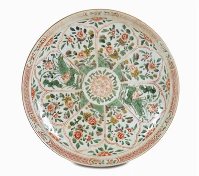 Piatto in Porcellana, Cina, Dinastia Qing, Fine XVIII Secolo