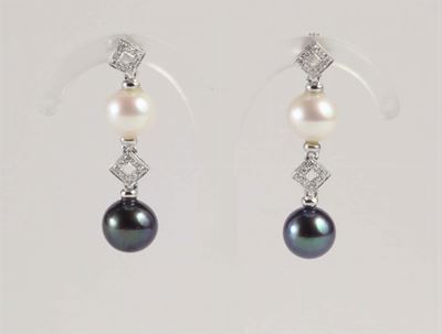 Orecchini con Perle Bianche e Tahiti