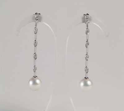 Orecchini in Oro con Perle e Diamanti