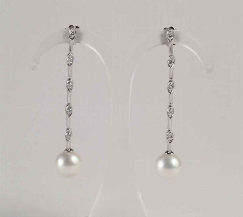 Orecchini in oro con perle e diamanti  - Auction Silvers, Ancient and Comtemporary Jewels - Cambi Casa d'Aste