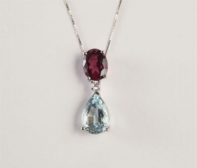 Pendente con Acquamarina e Rodolite