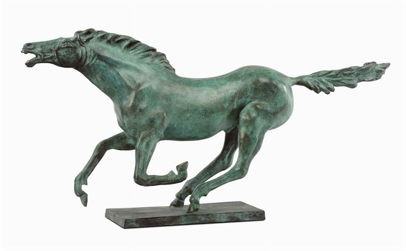 Cavallo in bronzo, anonimo del XX secolo, omaggio a Messina  - Asta Antiquariato e Dipinti Antichi - Cambi Casa d'Aste