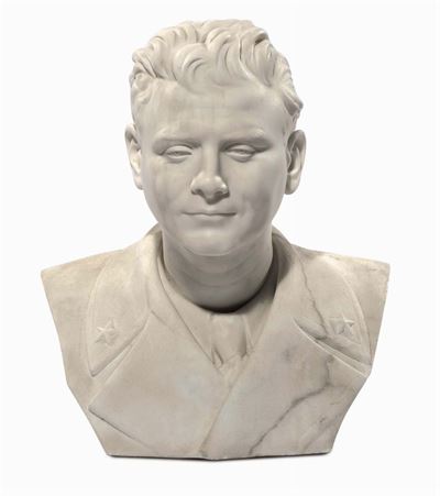 Busto Maschile in Marmo Bianco, Attribuito a Antonio Bozzano (1858-1939)