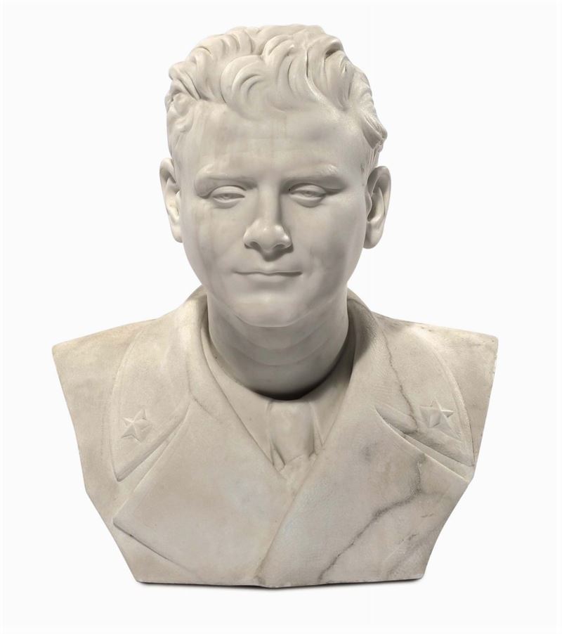 Busto maschile in marmo bianco, attribuito a Antonio Bozzano (1858-1939)  - Asta Antiquariato e Dipinti Antichi - Cambi Casa d'Aste
