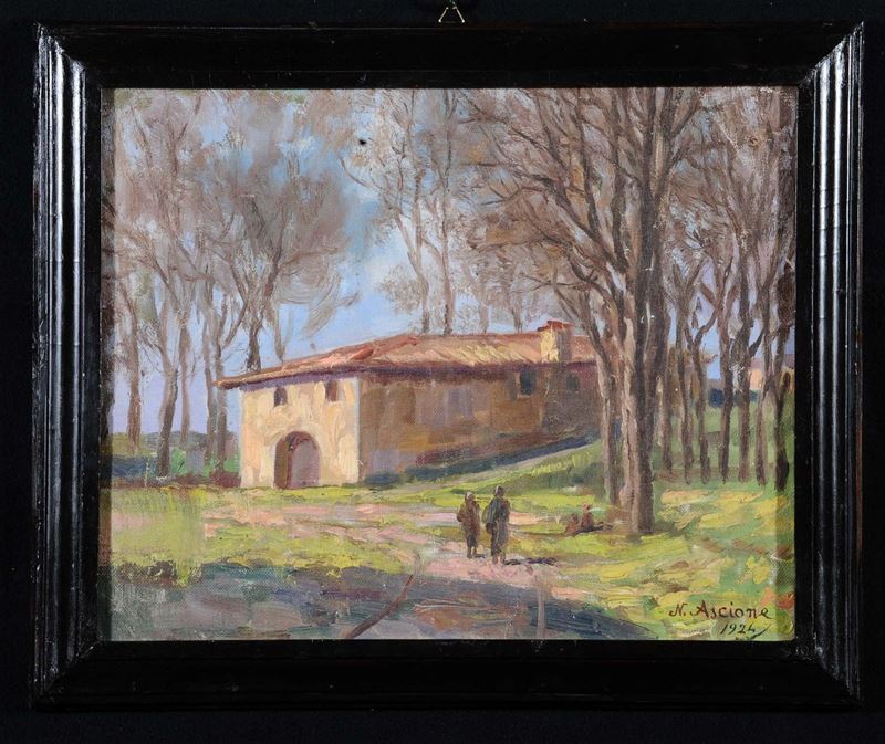 N. Ascione Paesaggio, 1924  - Asta Antiquariato e Dipinti Antichi - Cambi Casa d'Aste