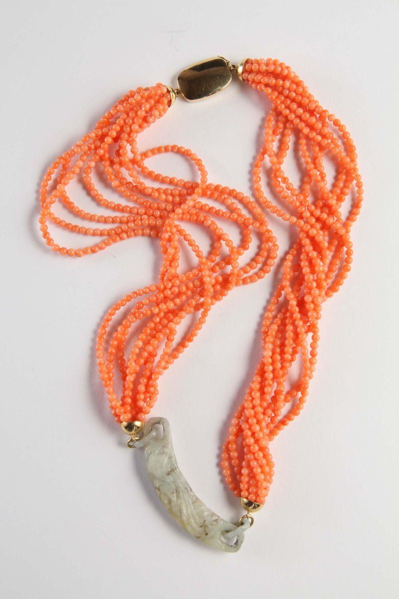 Collana in corallo a nove fili  - Auction Silvers, Ancient and Comtemporary Jewels - Cambi Casa d'Aste