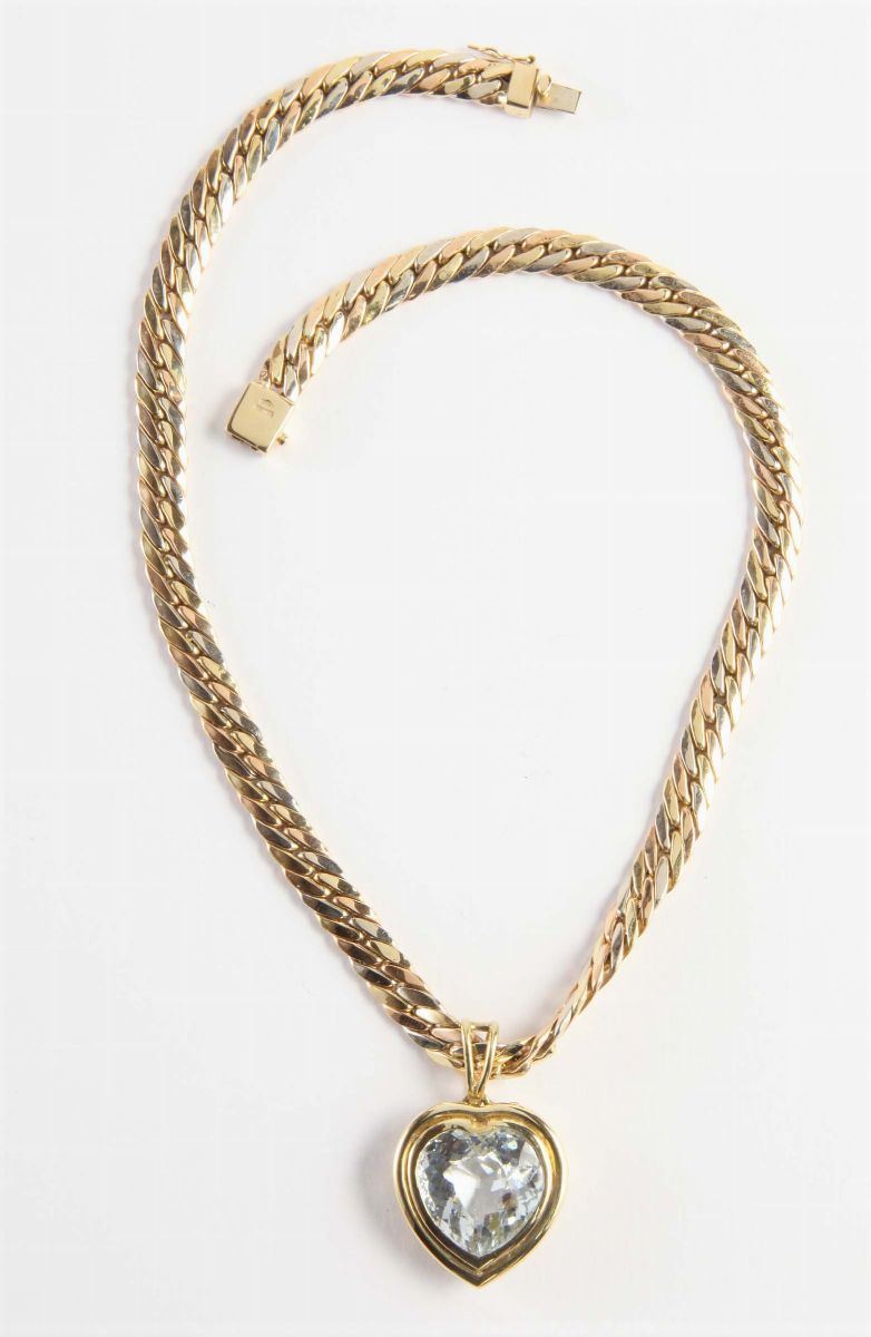 Girocollo con acquamarina taglio a cuore  - Auction Silvers, Ancient and Comtemporary Jewels - Cambi Casa d'Aste