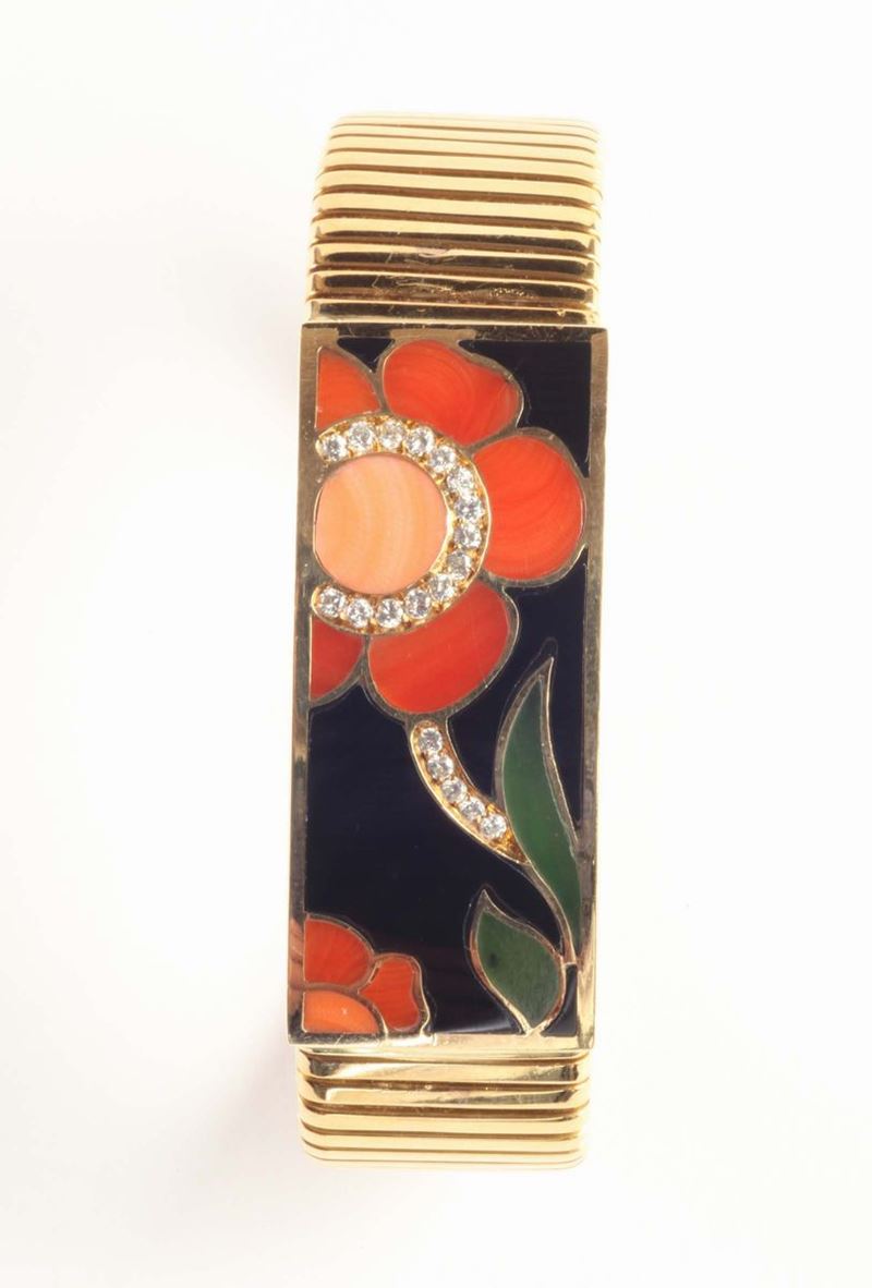 Bracciale con smalti e diamanti  - Auction Silvers, Ancient and Comtemporary Jewels - Cambi Casa d'Aste