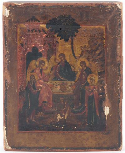 Icona Russa Raffigurante Scena Religiosa