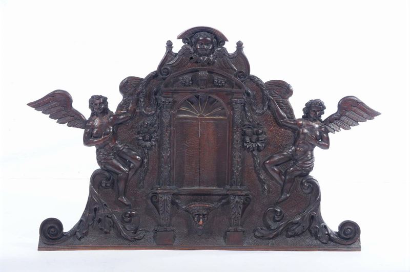 Fregio in legno intagliato con Angeli Alati  - Auction Antique and Old Masters - Cambi Casa d'Aste