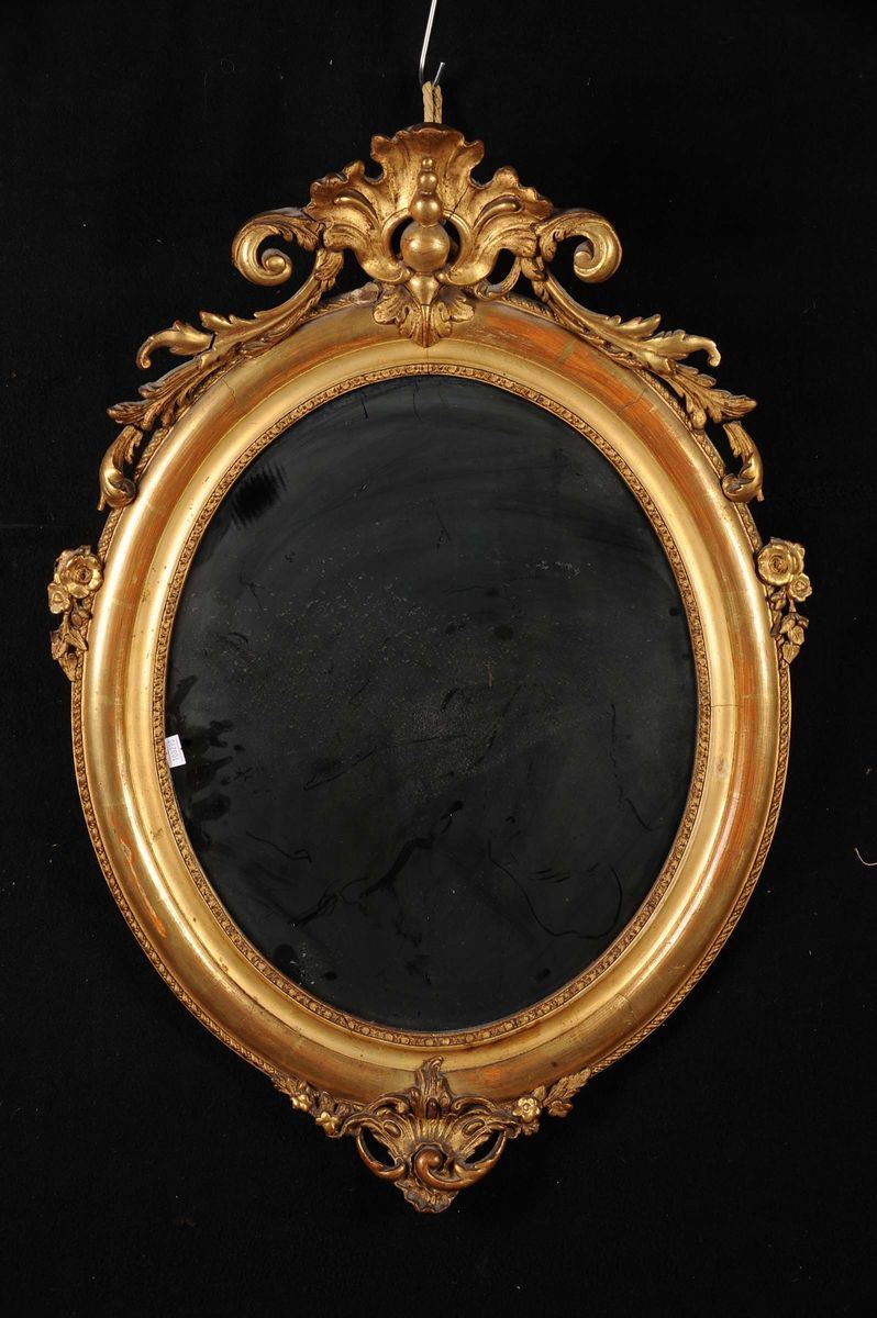 Specchiera dorata in stile con cimasa, XIX secolo  - Auction Antique and Old Masters - Cambi Casa d'Aste
