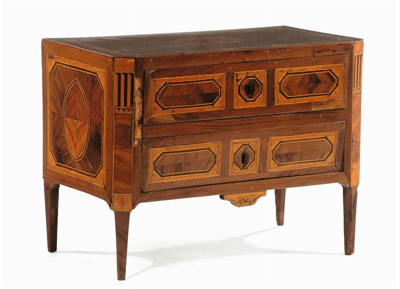 Modellino di cassettone Luigi XVI interamente lastronato, inizio XIX secolo  - Auction Antique and Old Masters - Cambi Casa d'Aste