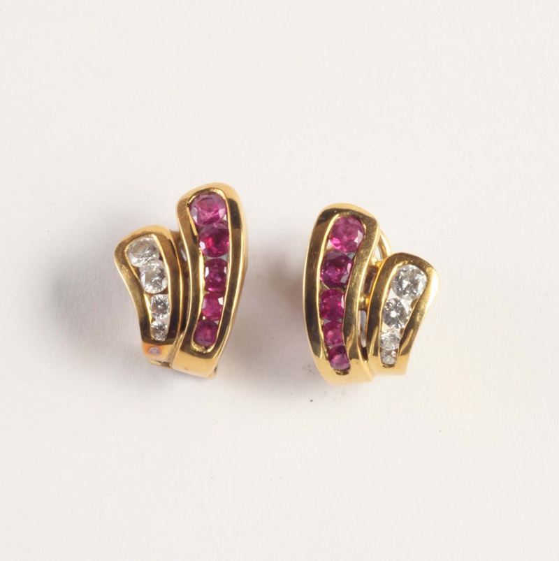 Orecchini con diamanti e rubini  - Auction Silvers, Ancient and Contemporary Jewels - Cambi Casa d'Aste