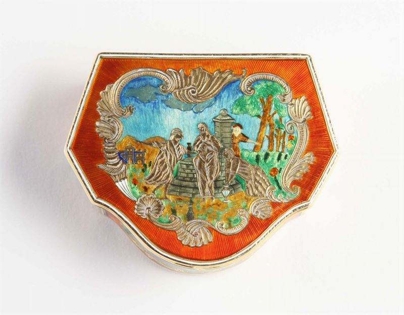 Scatola in oro e smalto18Kt , Luigi XV. Fattura XX secolo  - Auction Silvers, Ancient and Comtemporary Jewels - Cambi Casa d'Aste