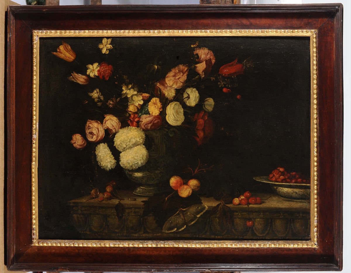 Agostino Verrocchi (XVII), Attribuito Anatura Morta con Fiori e Frutta