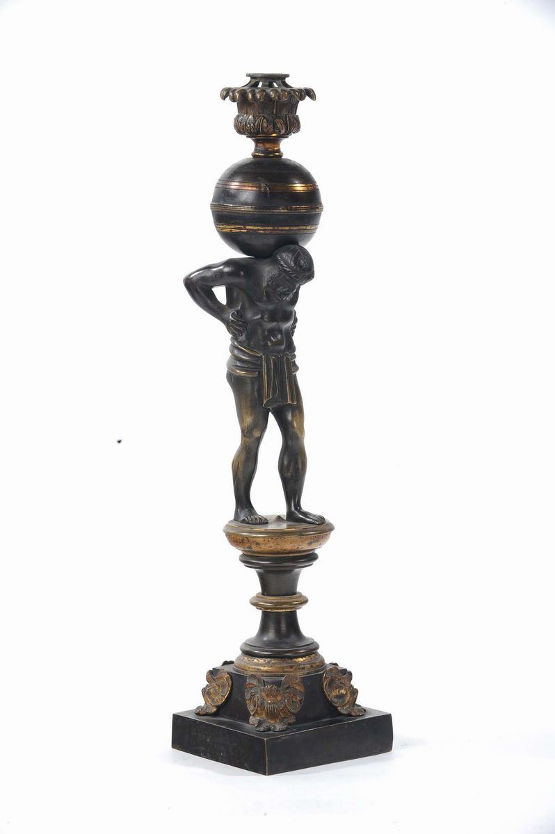 Lume in bronzo  brunito, XIX secolo  - Auction Antique and Old Masters - Cambi Casa d'Aste