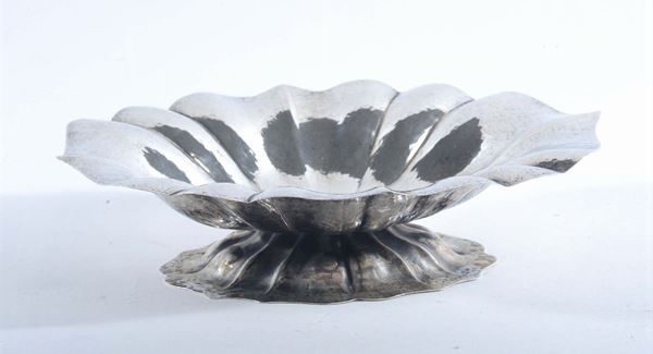 Alzata ovale in argento lavorato, gr 500