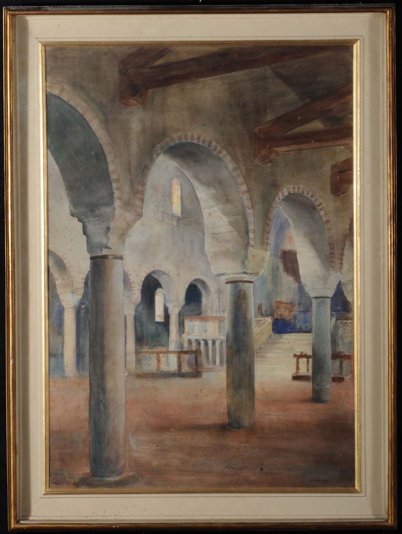 Eraldo Moscatelli interno di chiesa  - Auction Antiques and Old Masters - Cambi Casa d'Aste