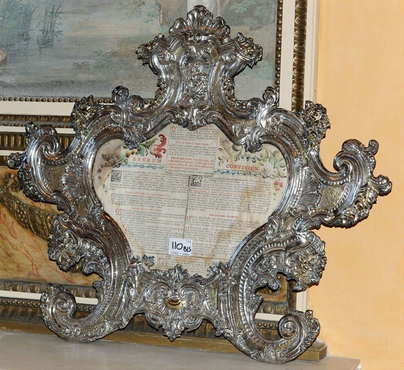 Cartagloria in argento, argentiere Piani Domenico I, Macerata 1770 circa  - Asta Argenti e Gioielli Antichi e Contemporanei - Cambi Casa d'Aste