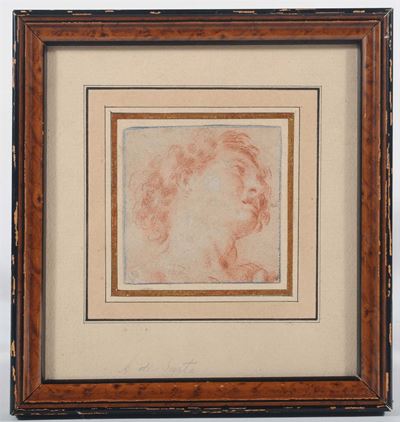 Disegno a Sanguigna di Scuola Emiliana Raffigurante Testa Maschile, XVII Secolo