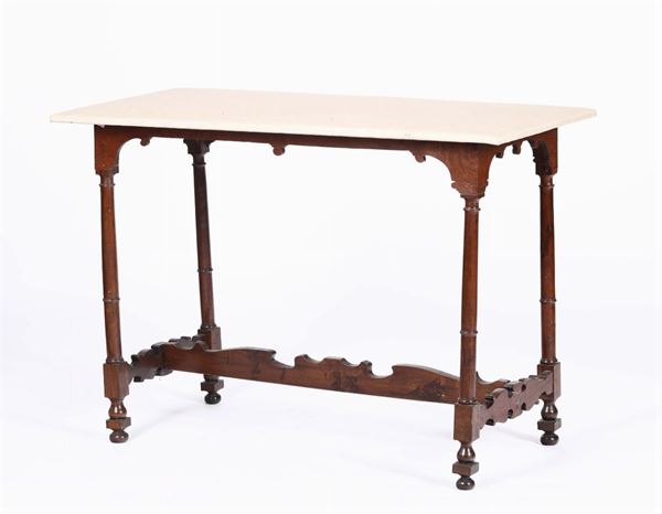 Tavolino in ciliegio con sostegni a rocchetto, Francia inizio XVIII secolo