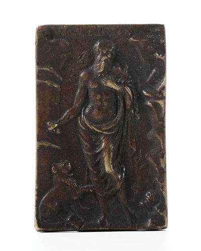 Placchetta in Bronzo Fuso e Cesellato Raffigurante San Gerolamo con Scritta ”ulocrino, Veneto XV ...