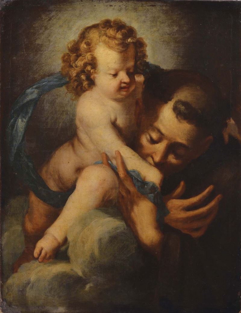 Scuola Emiliana del XVIII secolo Sant'Antonio con il Bambin Gesù  - Asta Antiquariato e Dipinti Antichi - II - Cambi Casa d'Aste