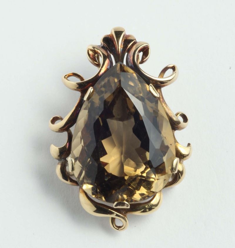Pendente con quarzo citrino fumé  - Auction OnLine Auction 06-2012 - Cambi Casa d'Aste
