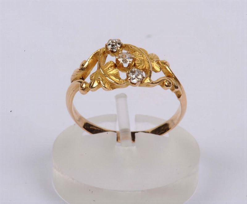 Anello Liberty con tre piccoli diamanti  - Auction OnLine Auction 06-2012 - Cambi Casa d'Aste