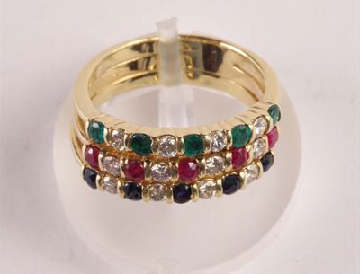 Anello con Diamanti, Zaffiri, Rubini e Smeraldi