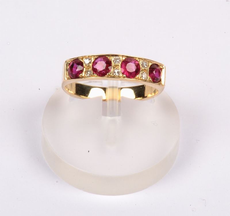 Anello con diamanti e rubini  - Auction OnLine Auction 06-2012 - Cambi Casa d'Aste