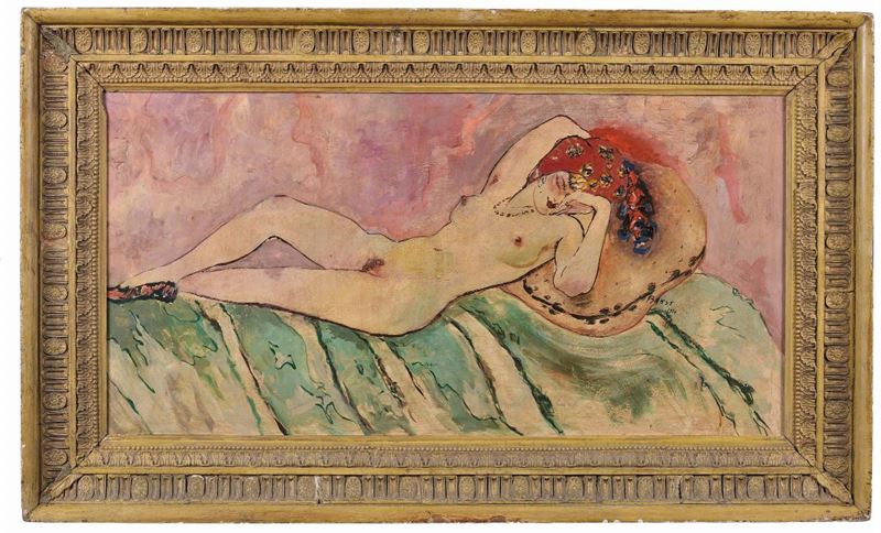 Léon Bakst (1866-1924), attribuito a Nudo femminile, 1914  - Asta Dipinti del XIX e XX secolo - Cambi Casa d'Aste