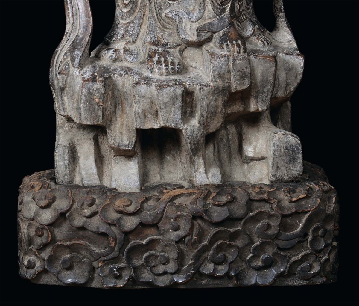 Grande Scultura Raffigurante Guanyin con Fanciullo in Pietra, Cina, Dinastia Qing, da un Modello ...