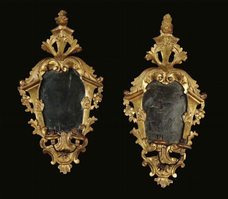 Coppia di ventoline in legno intagliato e dorato, fine XVIII secolo  - Auction Antiques and Old Masters - Cambi Casa d'Aste