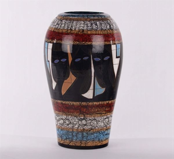 Vaso in ceramica policroma, Deruta
