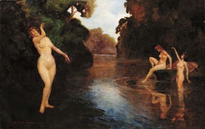 Autore del XIX Secolodonne al Bagno