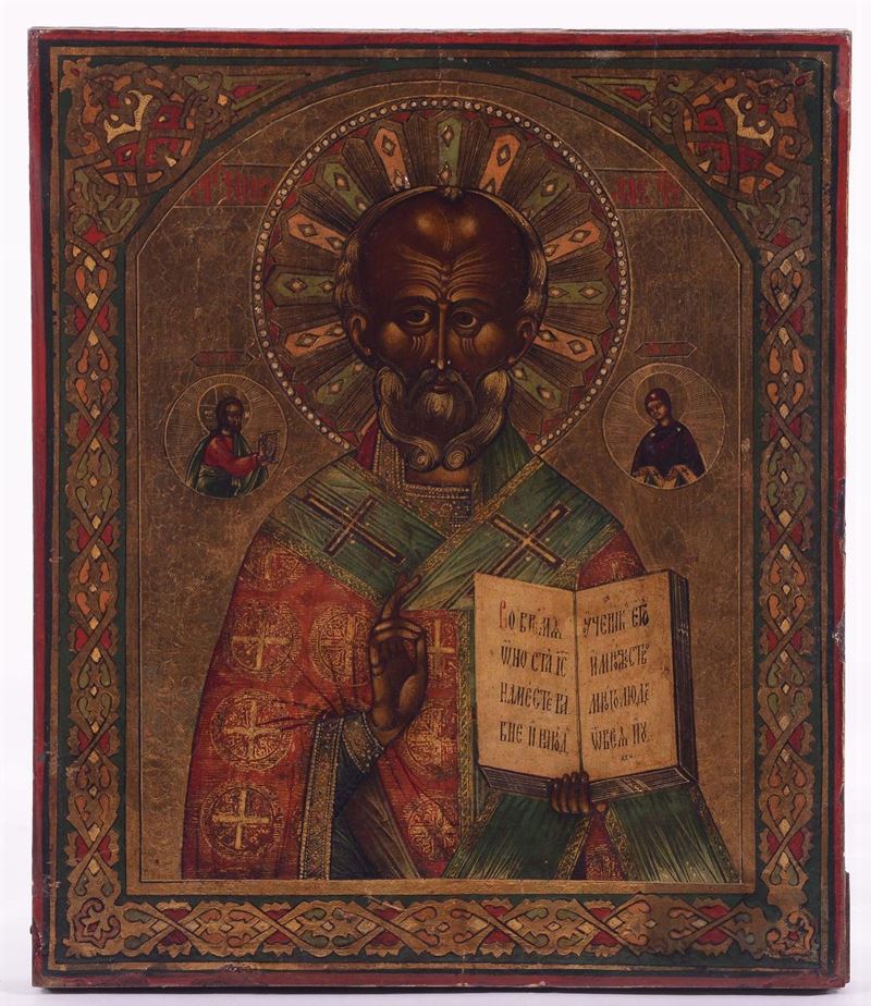Icona raffigurante Santo benedicente, XIX secolo  - Asta Antiquariato e Dipinti Antichi - Cambi Casa d'Aste