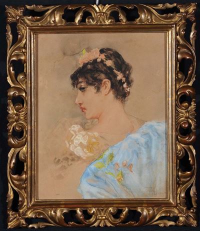 Aleardo Villa (1865-1906)ritratto Femminile