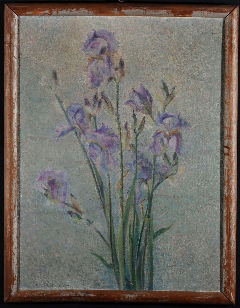 De Lucchi Crosa, Iris, olio su tela, cm 80x60  - Auction OnLine Auction 09-2012 - Cambi Casa d'Aste