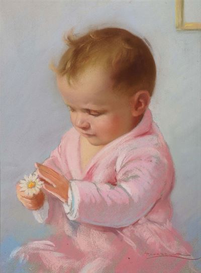 Tito Corbella (1885-1966)il Bimbo e la Margherita