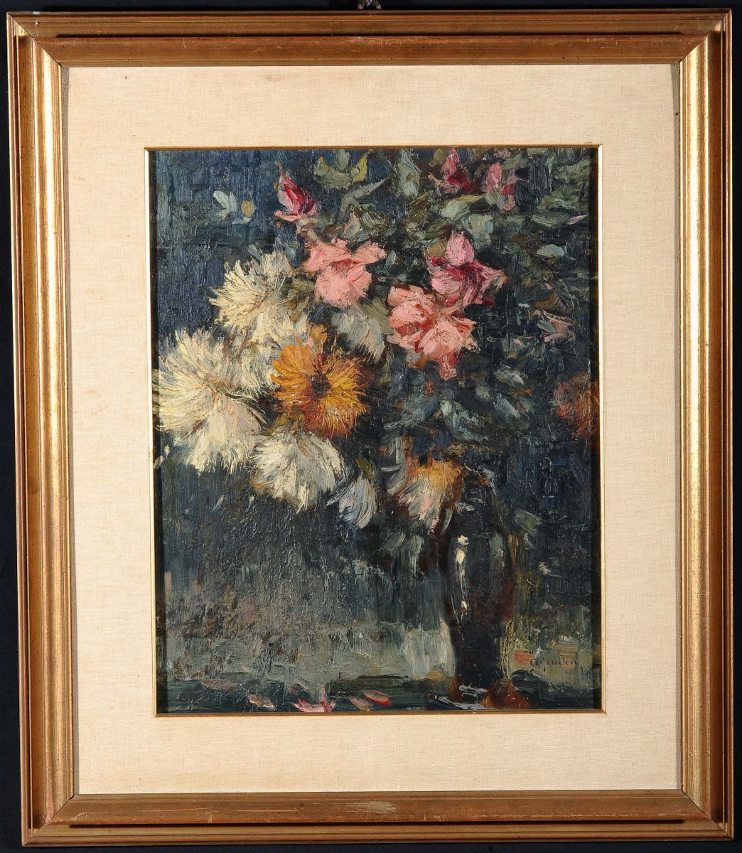 Archimede Gruden (1878-?)crisantemi e Rose